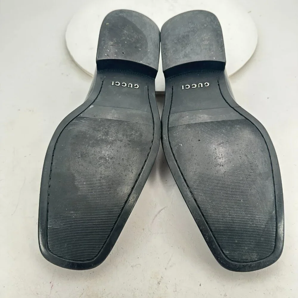 Gucci Men Size UK 8.5D US 9D Dark Black Leather Buckle Penny Loafer Dress Shoes